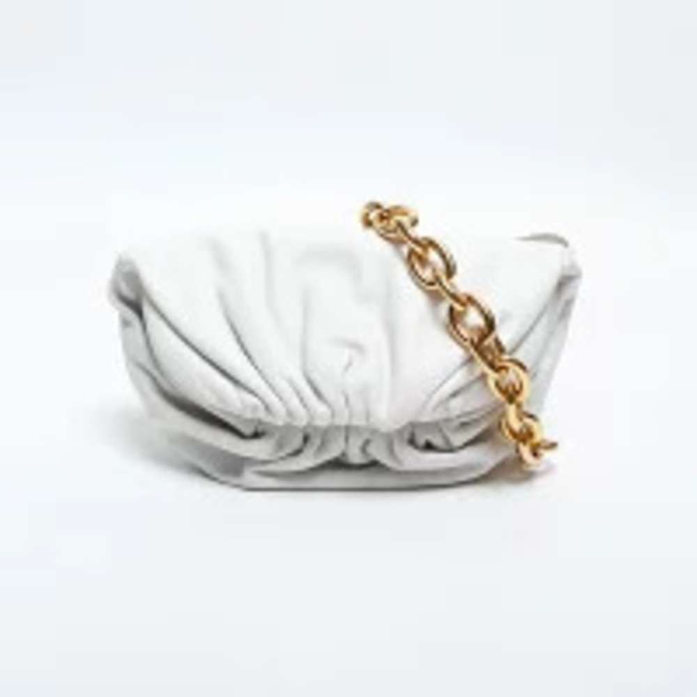 Bottega Veneta Leather Pouch Shoulder Bag White